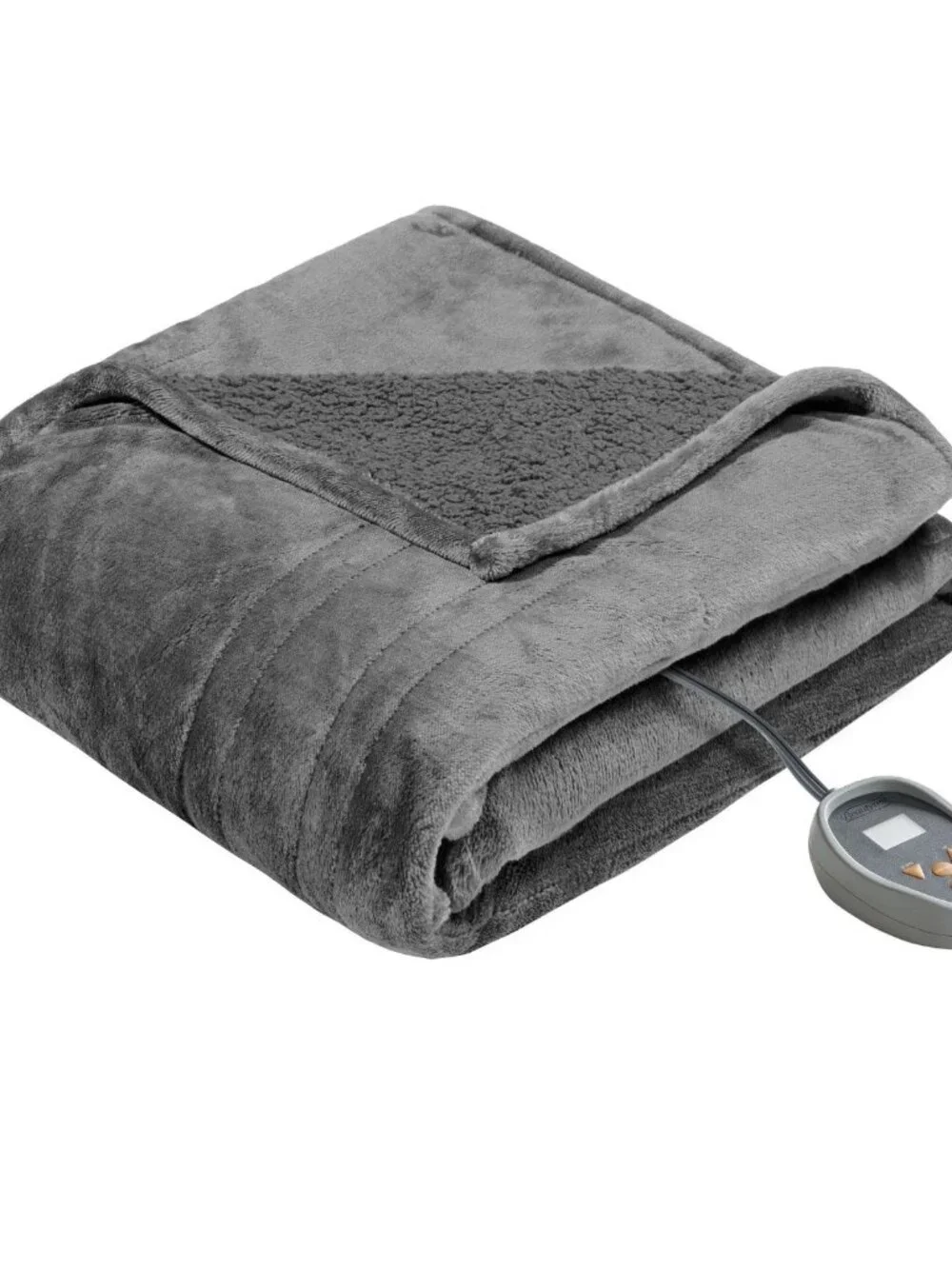 Beautyrest Heated Microlight to Berber Blanket King - Gray
